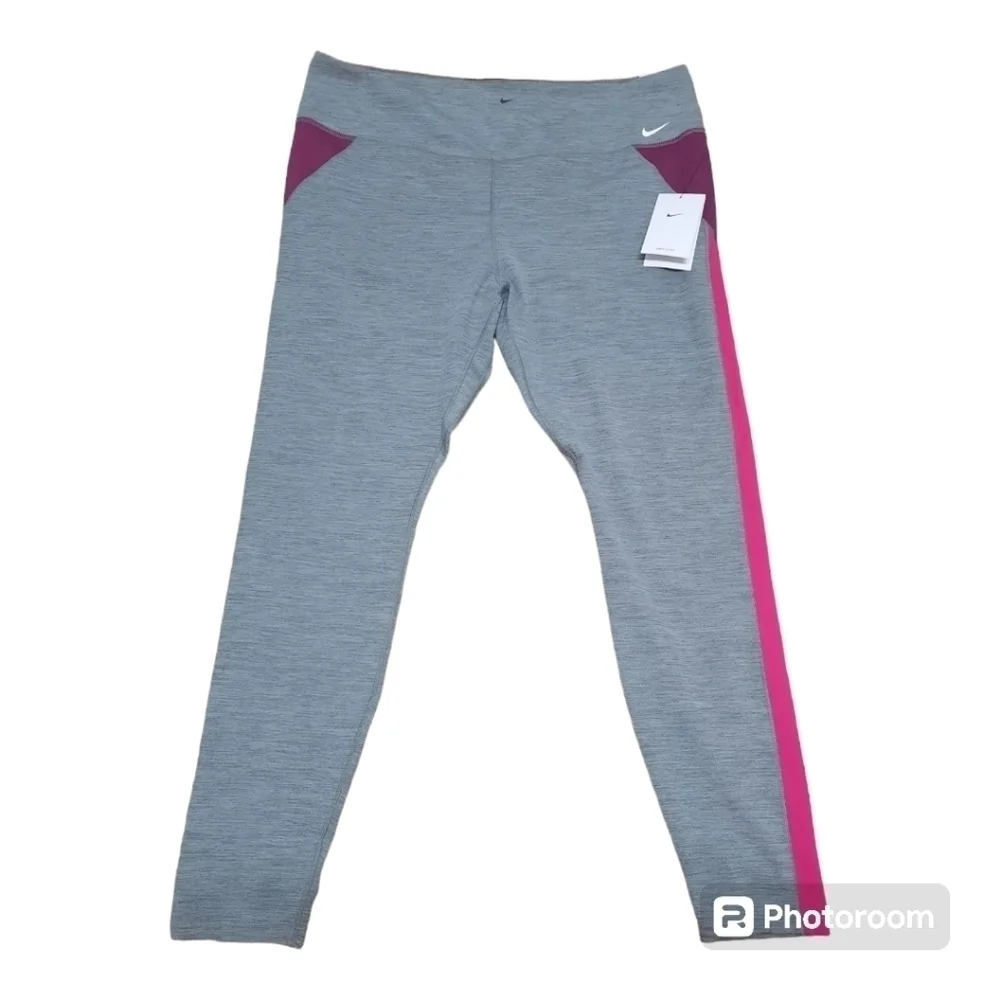 Nike One (Women's XXL) Women's Dri-Fit Gray/Pink Color Block Leggings New